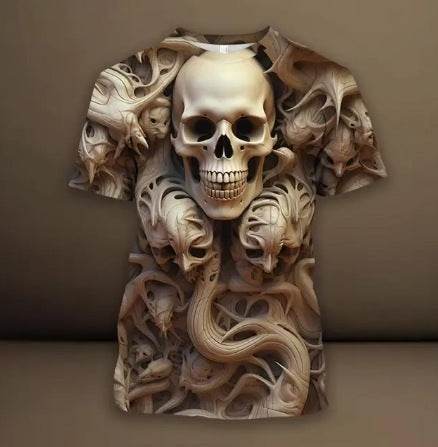 Men´s 3D Skull Pattern T-Shirt-unique and striking design - Pasha
