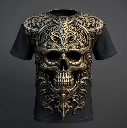 Men´s 3D Skull Pattern T-Shirt-unique and striking design - Pasha