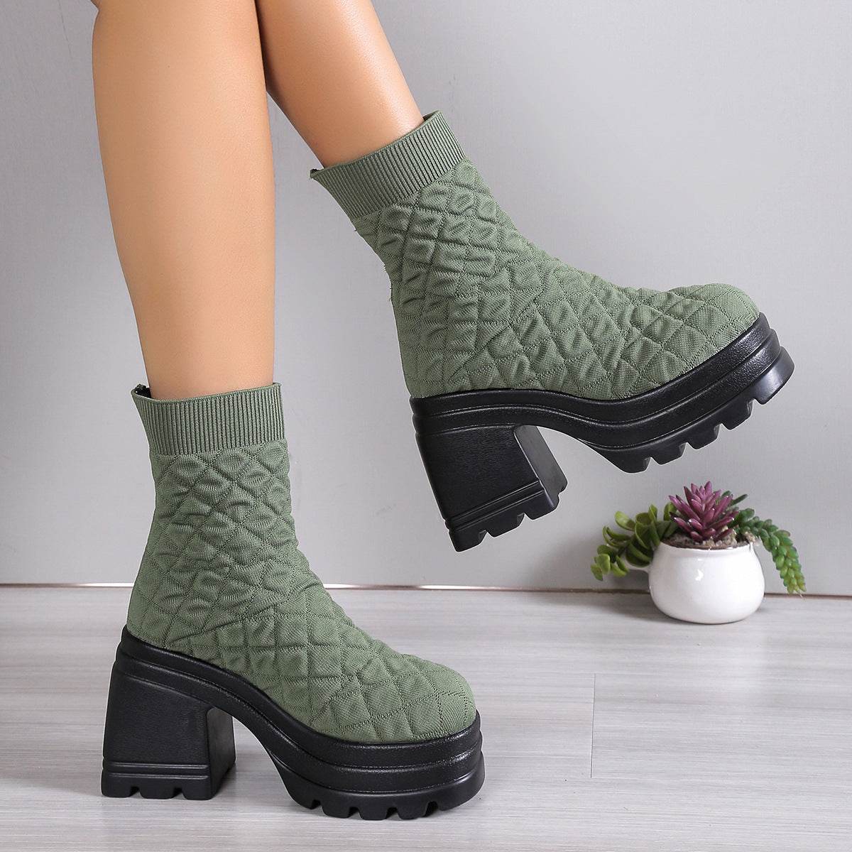 Retro Platform Ankle Boots with strech upper - Pasha