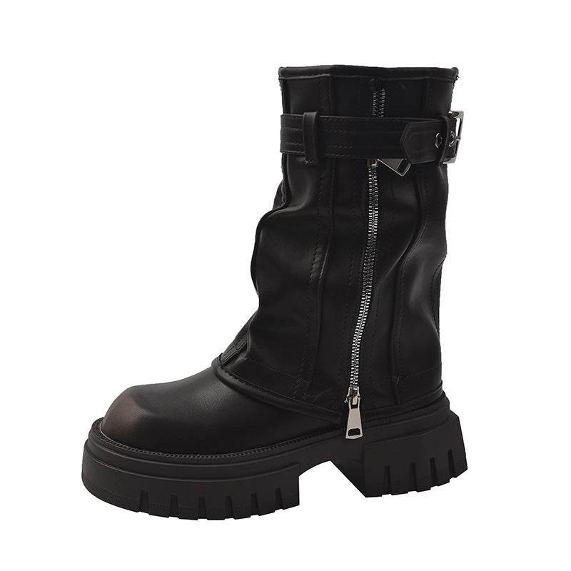 Retro Versatile Pleated Boots Platform - Pasha