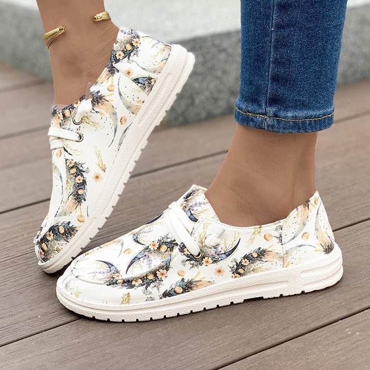 Flat Printed Canvas Shoes for women - Pasha