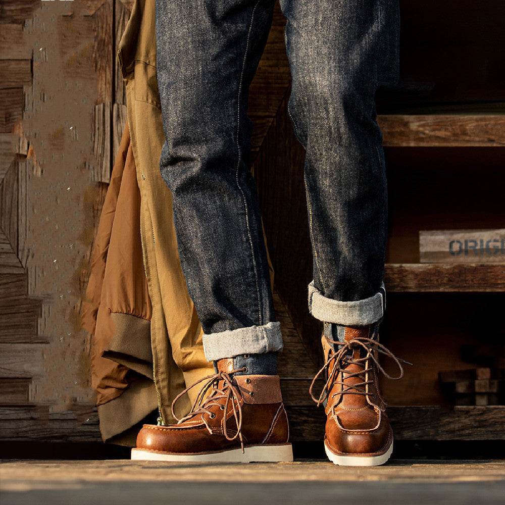 Men's Vintage Work Boots – Rugged & Durable - Pasha