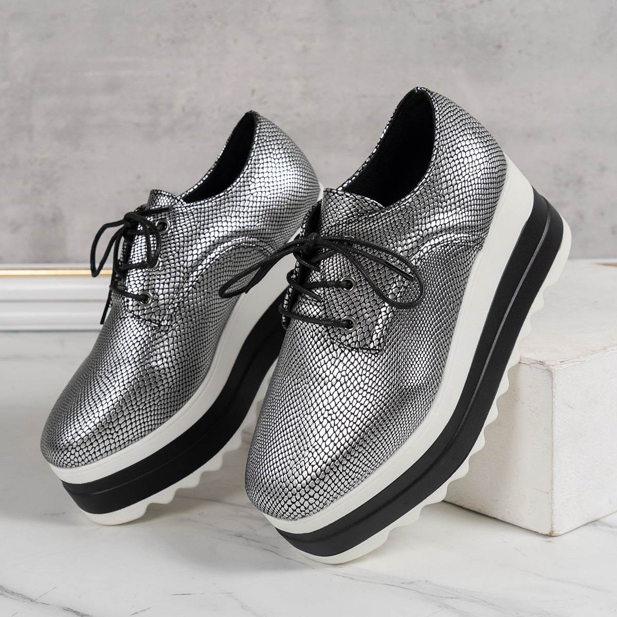 Round Toe Lace-up Platform Shoes for women - Pasha