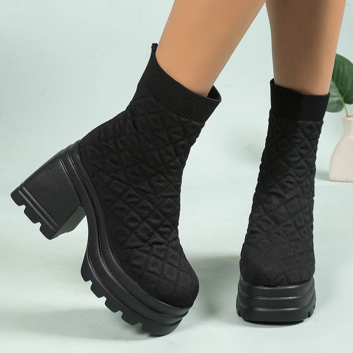 Retro Platform Ankle Boots with strech upper - Pasha