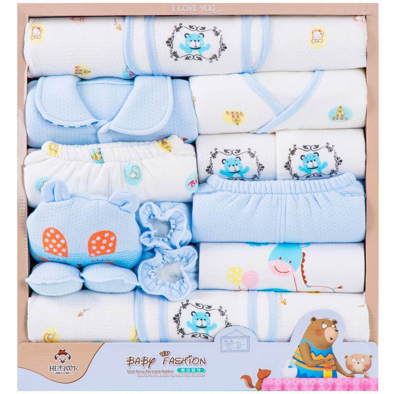 18-Piece Cotton Newborn Gift Set – Baby Clothing with Bibs, Hat, Gloves & More for New Parents - Pasha