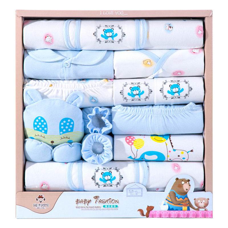 18-Piece Cotton Newborn Gift Set – Baby Clothing with Bibs, Hat, Gloves & More for New Parents - Pasha