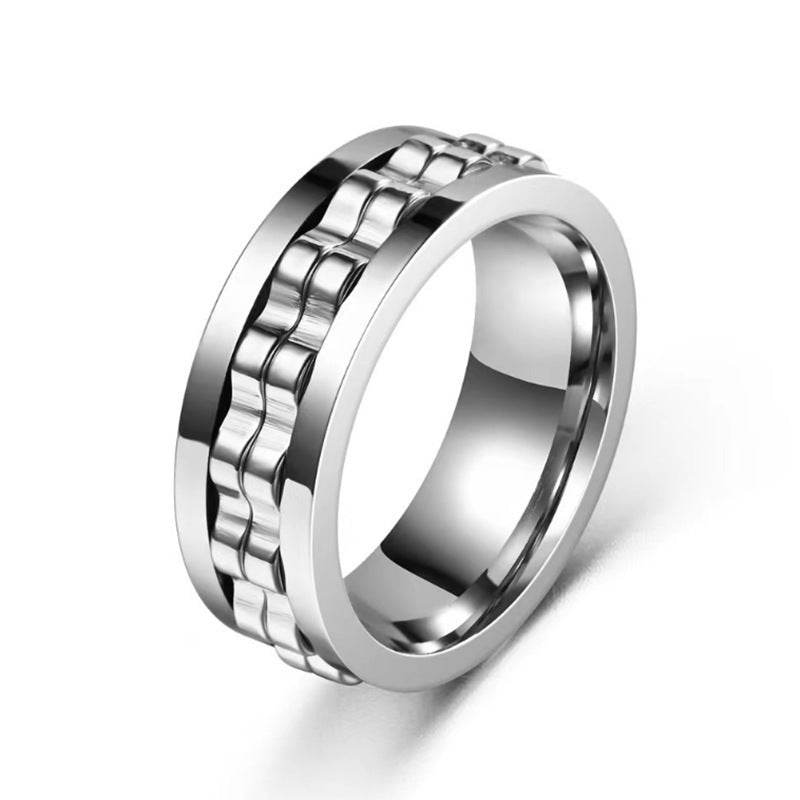 Stylish Titan Steel Anti-Anxiety Fidget Ring – Unisex Spinning Stress Relief Jewelry - Pasha