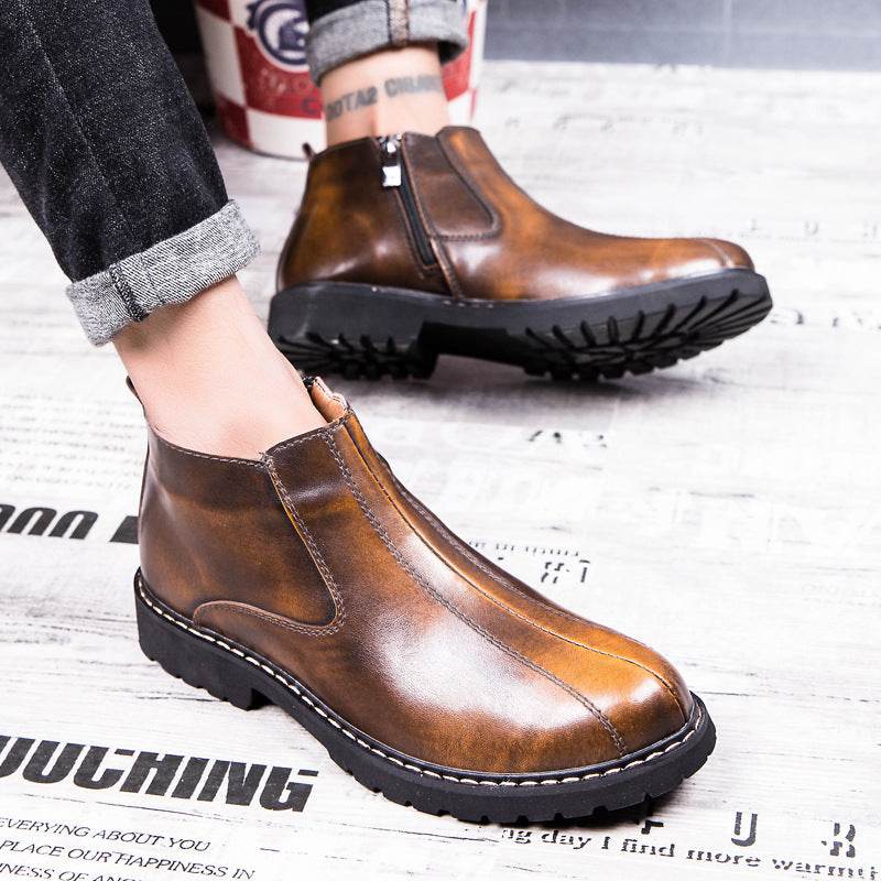 Men's Retro Martin Boots – Classic Cowhide Style - Pasha