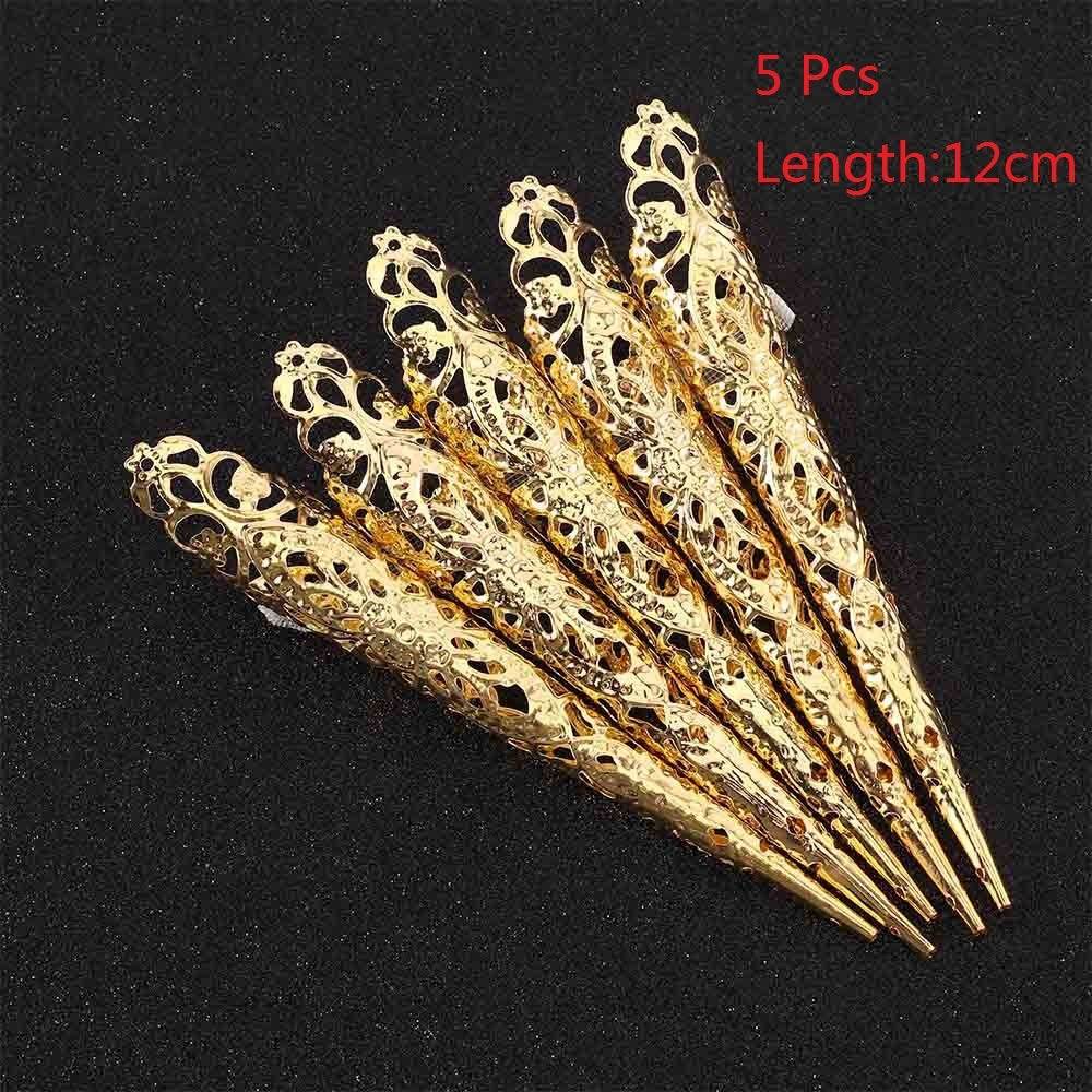 Golden Indian Dance Nails – Elegant Metallic Nail Accessories for Boho & Retro Dance Performances - Pasha