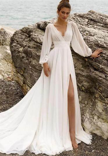 Retro Chiffon Wedding Dress – Romantic & Elegant - Pasha