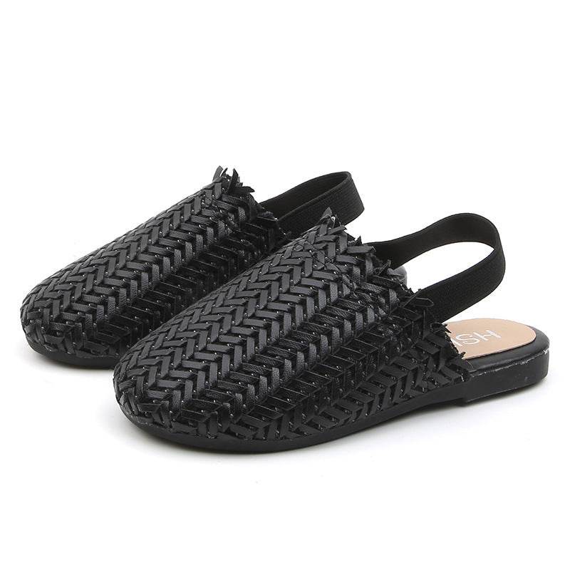 Girls Retro Casual Woven Sandals – Breathable and Non-Slip Sandals for Kids - Pasha