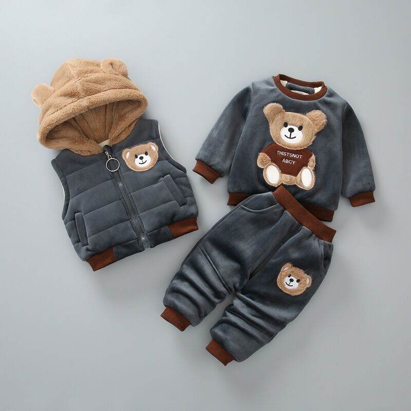 Children’s Double-Layer Plush Fleece 3-Piece Winter Suit – Cozy and Stylish for 1-3 Year Olds - Pasha