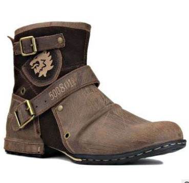 Men's Retro Leather Boots – Classic Round Toe Style - Pasha