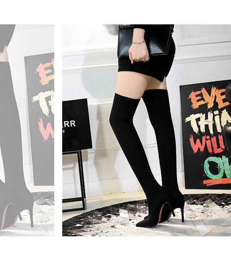 Fashion High Heel Elastic Overknee Boots with Stiletto Heel for women - Pasha