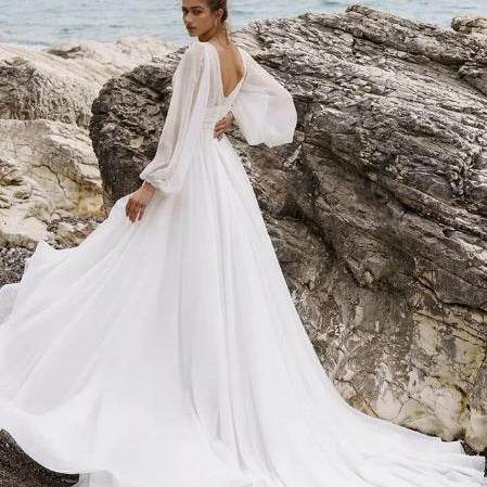 Retro Chiffon Wedding Dress – Romantic & Elegant - Pasha