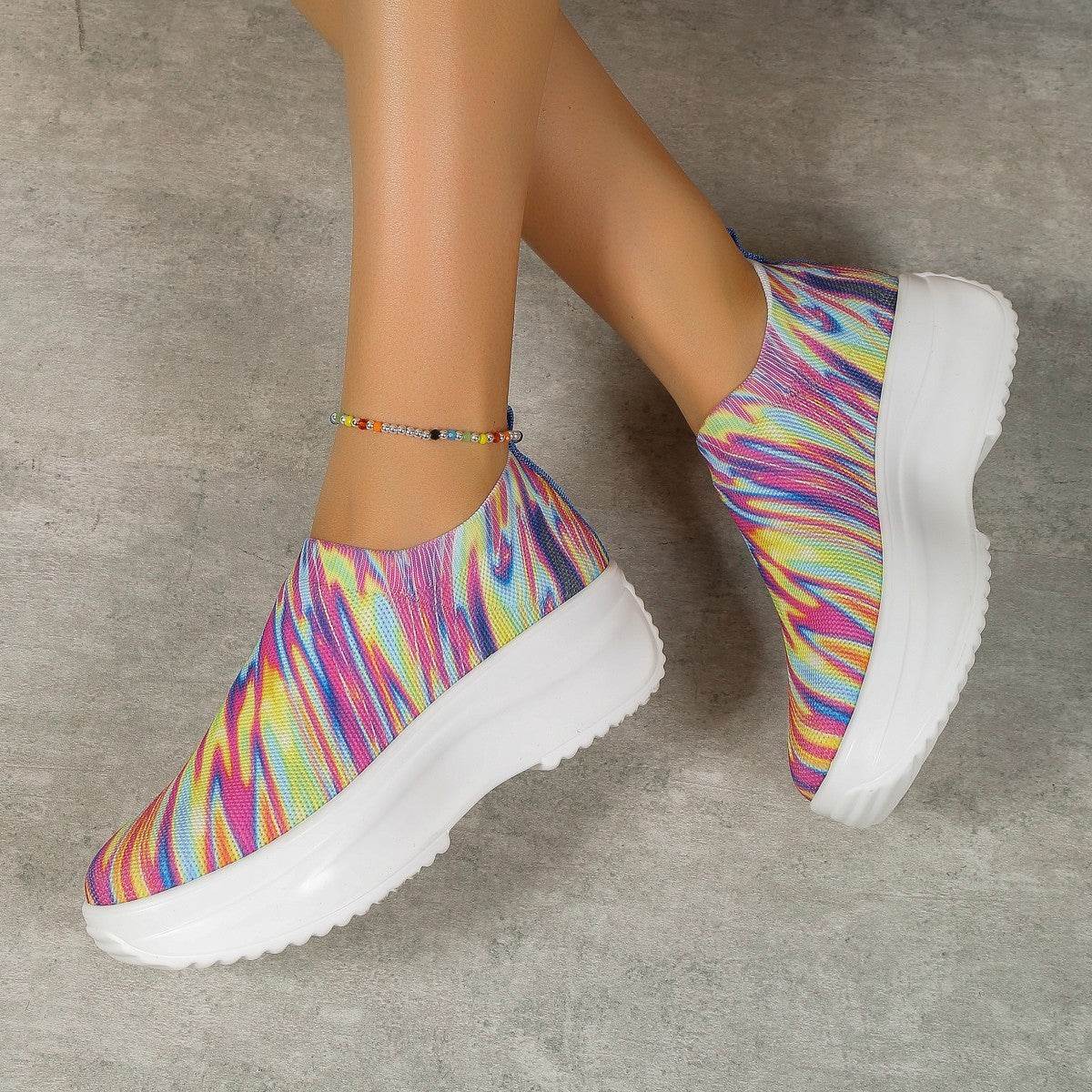 Extreme Printed Platform Color Gradient Flyknit Sneakers for women - Pasha
