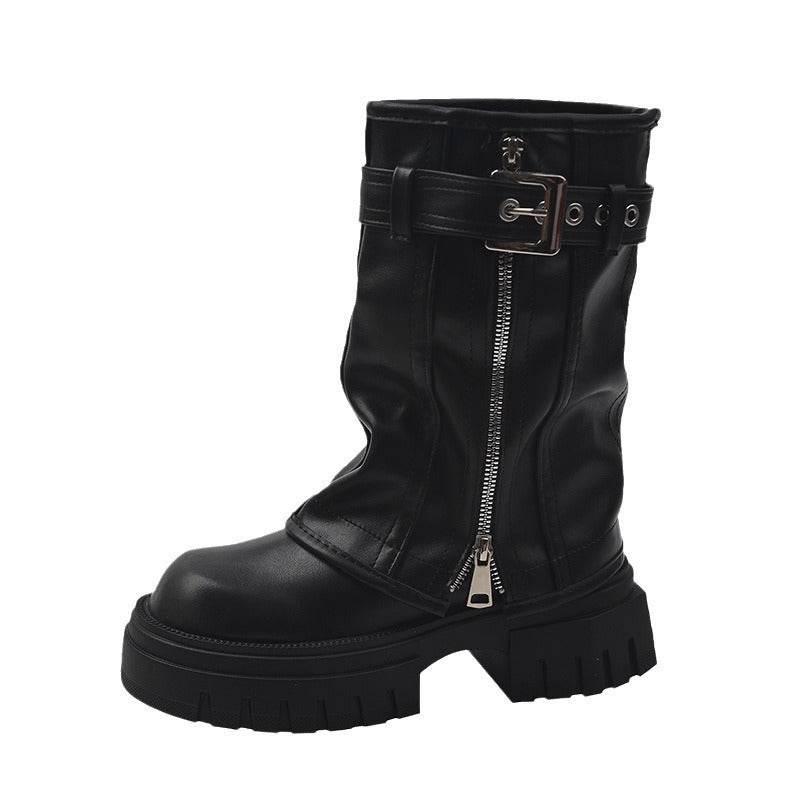 Retro Versatile Pleated Boots Platform - Pasha