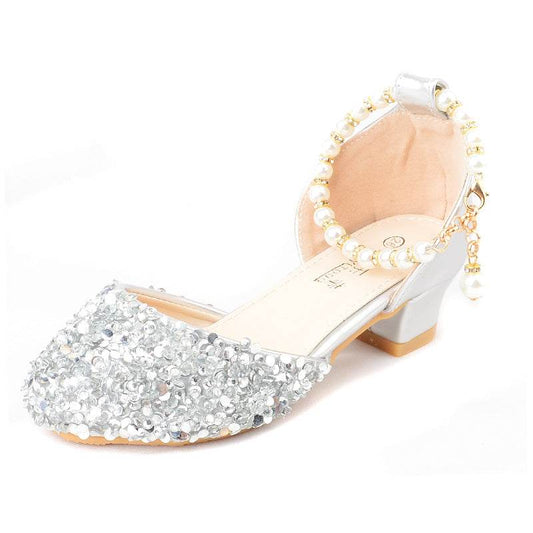 Elegant Girls High Heels – Little Princess Dance Shoes in Silver and Pink - Pasha
