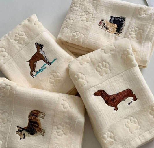 Embroidered Dog Towel – Pure Cotton & Absorbent - Pasha