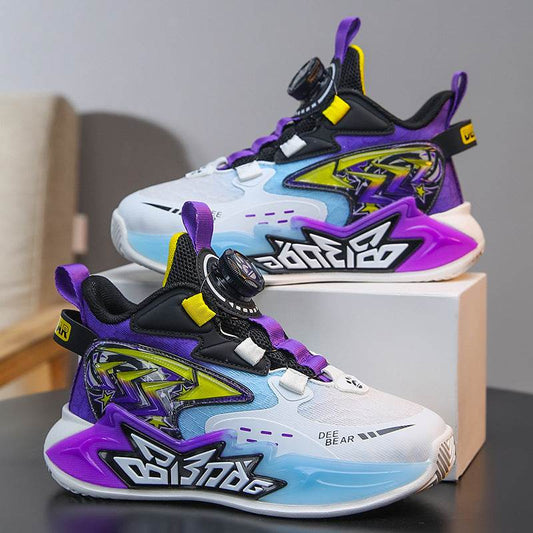 Mesh Breathable Running Mid Size Kids' Spin Dunk Basketball Shoe - Pasha