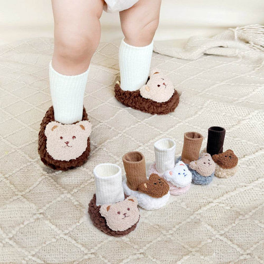 Thick Cotton Shoe Covers – Baby Foot Protectors with Plush Velour - Pasha
