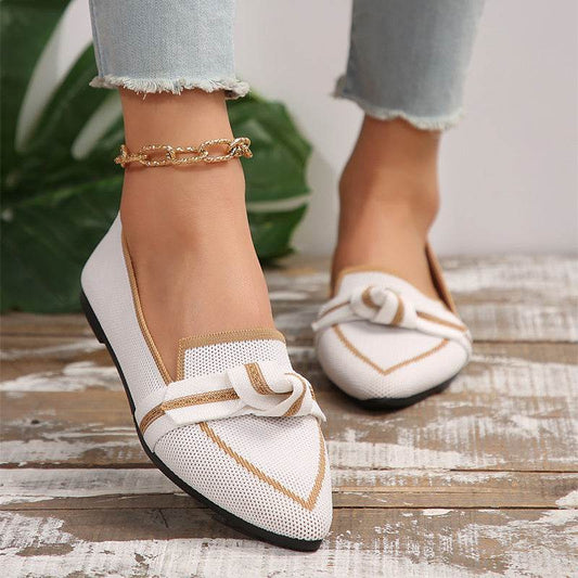 Fashion Pointed Toe Bow Flat Shoes for Women - Pasha