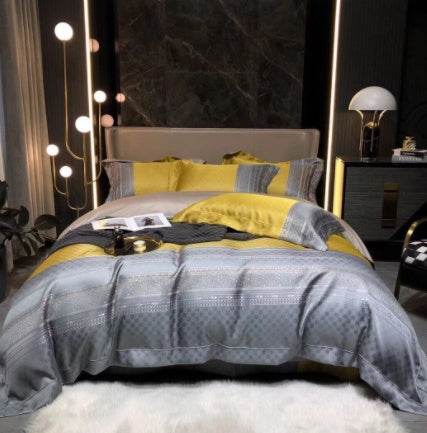 Black Gold Jacquard Bedding – Luxury Cotton Set - Pasha