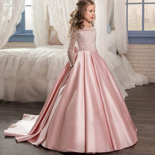Charming Mesh Long-Sleeve After-Run Dress for Girls (3-8 Years) - Pasha