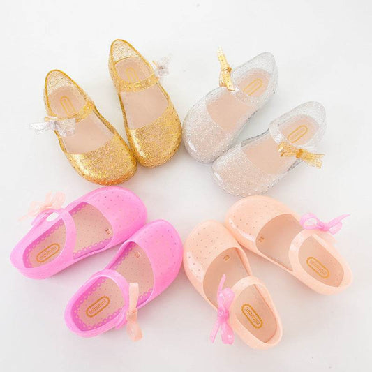Baby Jelly Glow Shoes with Bow – Cute & Comfortable Toddler Hole Shoes with Velcro Fastening - Pasha