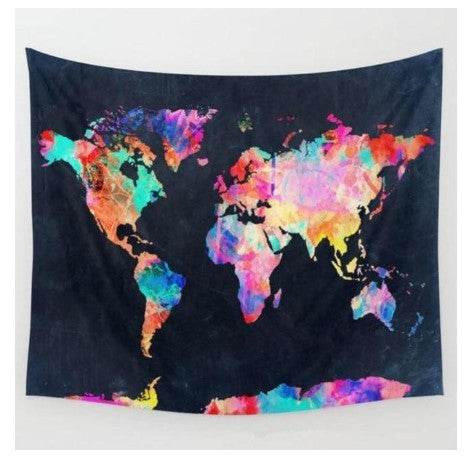 World Map Color Photo Decoration Tapestry – Modern Geometric Room Wall Art - Pasha