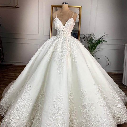 Lace Deep V-Neck Wedding Dress – Sexy Bridal Gown - Pasha