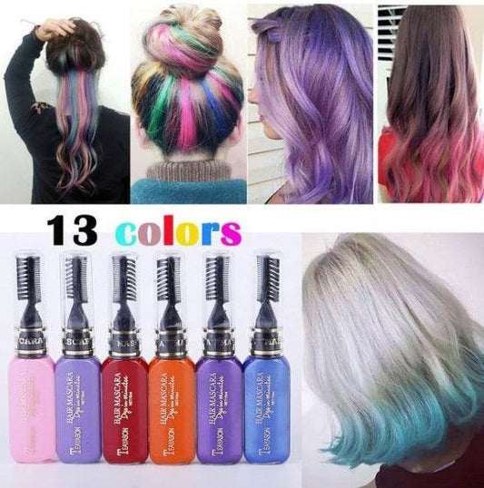 Temporary Hair Dye Mascara – 13 Vibrant Colors for Creative and Safe Hair Styling - Pasha