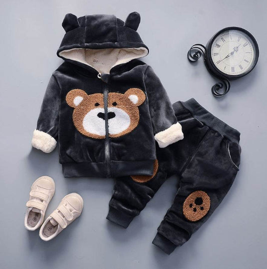 Retro Style Cute Cartoon Pattern Casual Pants Suit – Unisex Hoodie & Pants Set for Kids - Pasha