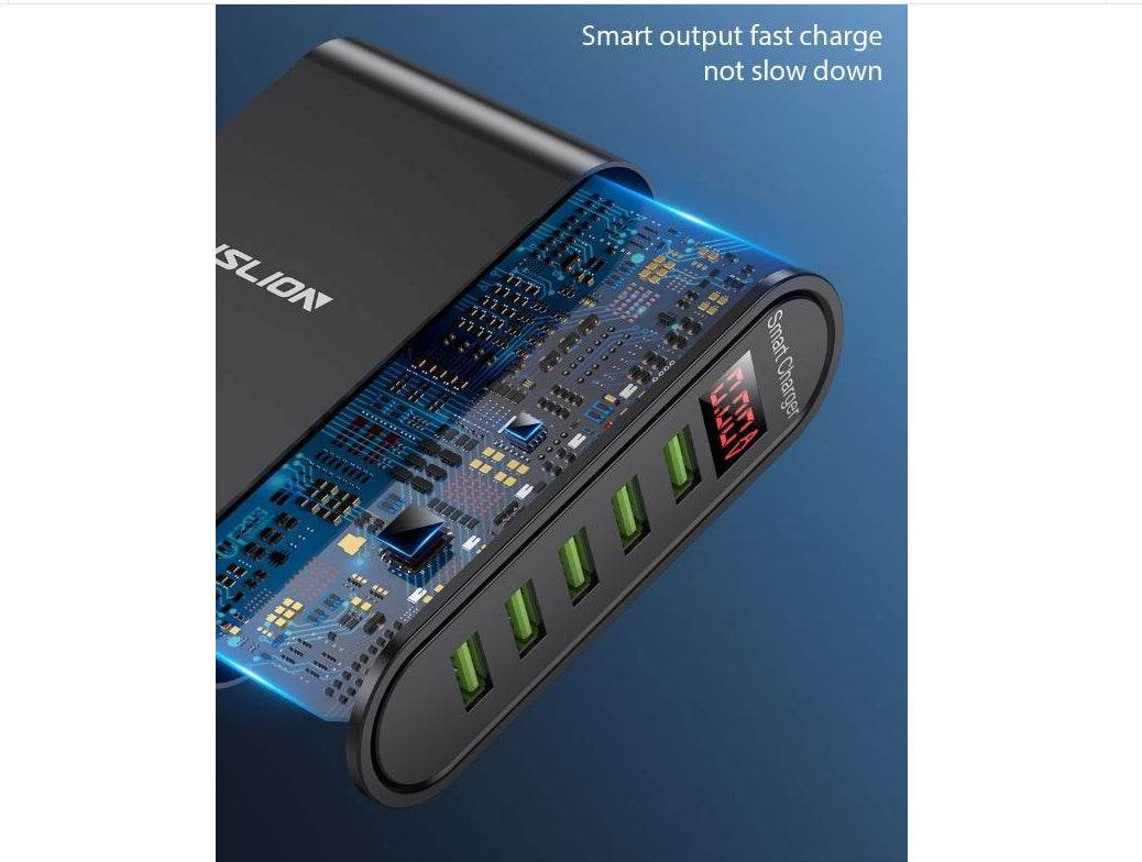 USB 5-Port Digital Display Charger – Smart Desktop Charging Station - Pasha