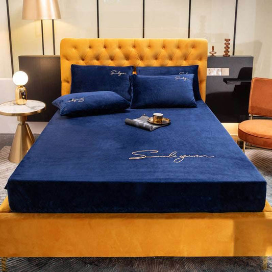 Coral Velvet Bed Sheet - Pasha