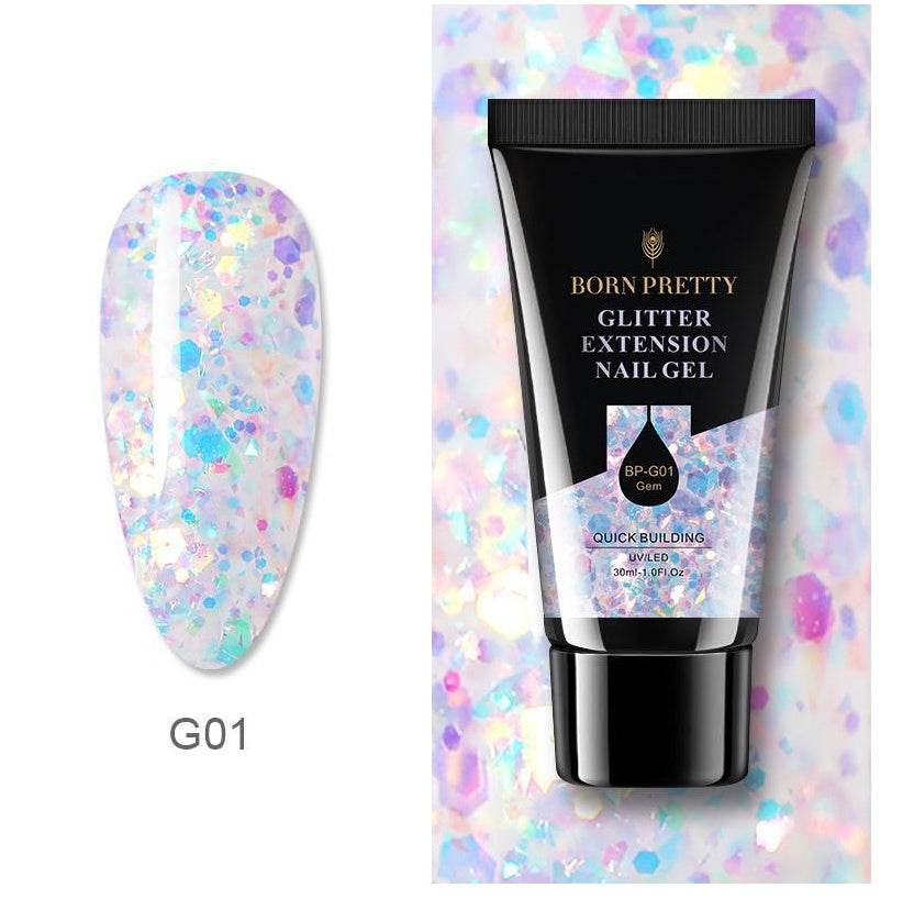 Born Pretty 30ml Manicure Floral Extension Polygel – Quick Nail Extension & Flash Powder Effect - Pasha