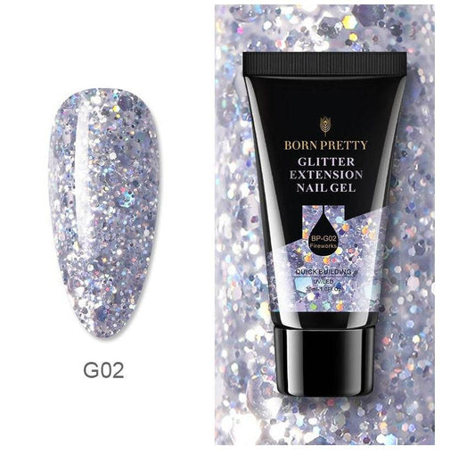 Born Pretty 30ml Manicure Floral Extension Polygel – Quick Nail Extension & Flash Powder Effect - Pasha