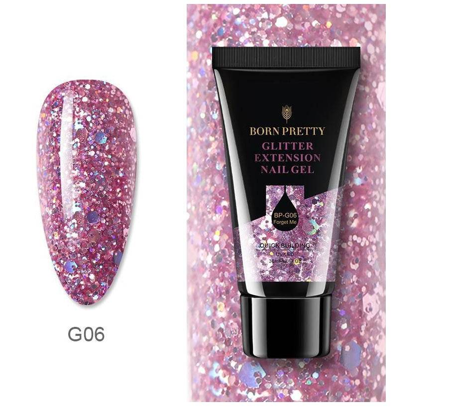 Born Pretty 30ml Manicure Floral Extension Polygel – Quick Nail Extension & Flash Powder Effect - Pasha