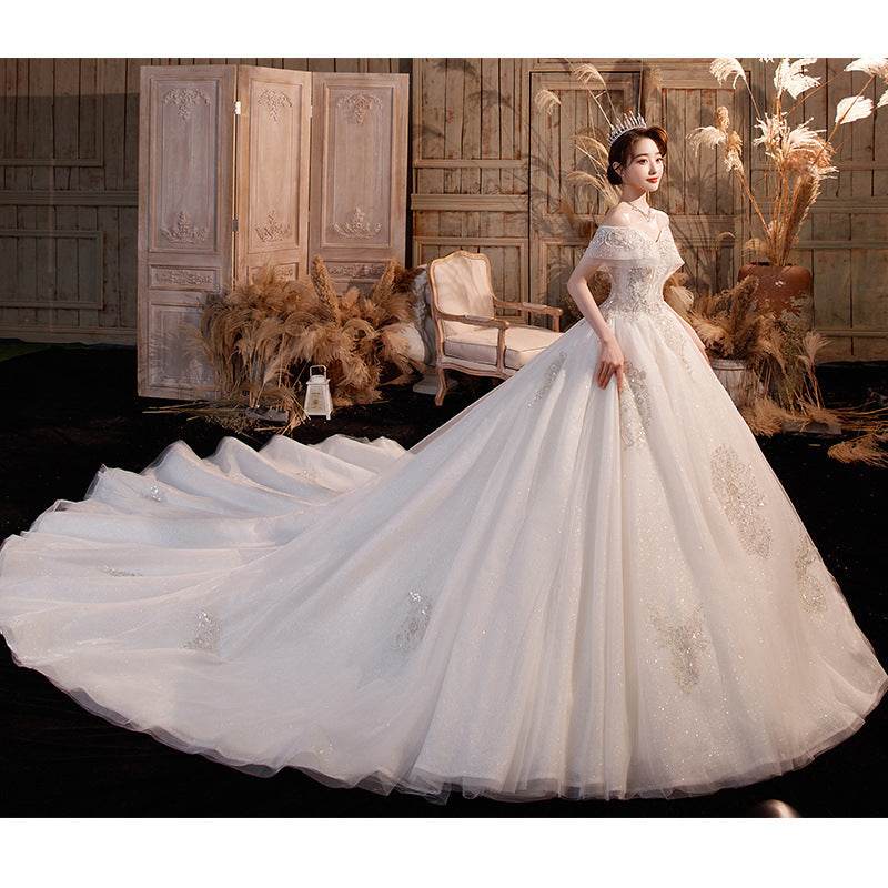 Wedding Dress on shoulder - modern bride - Pasha