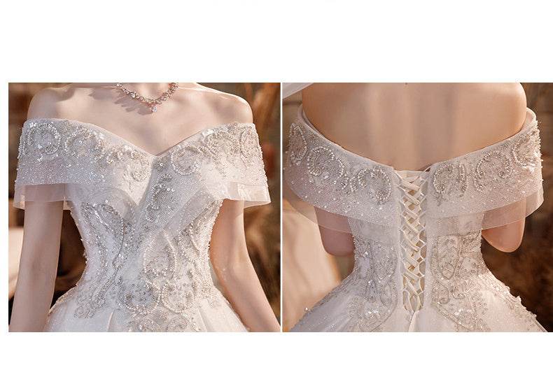 Wedding Dress on shoulder - modern bride - Pasha
