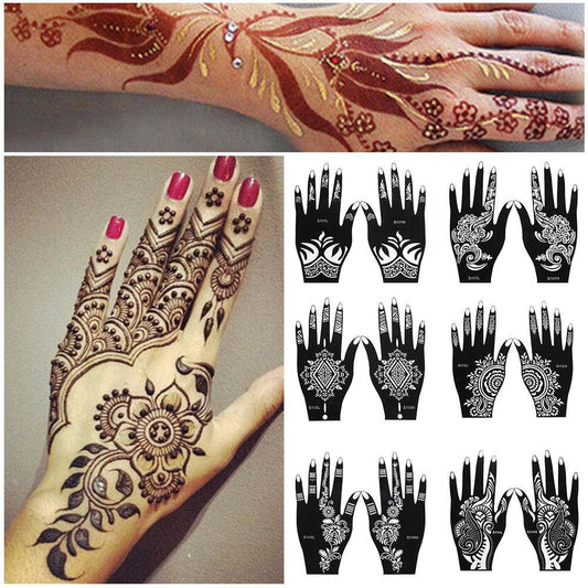 Hand Tattoo Stickers 2 sheets – Henna Stencil for Temporary Body Art - Pasha