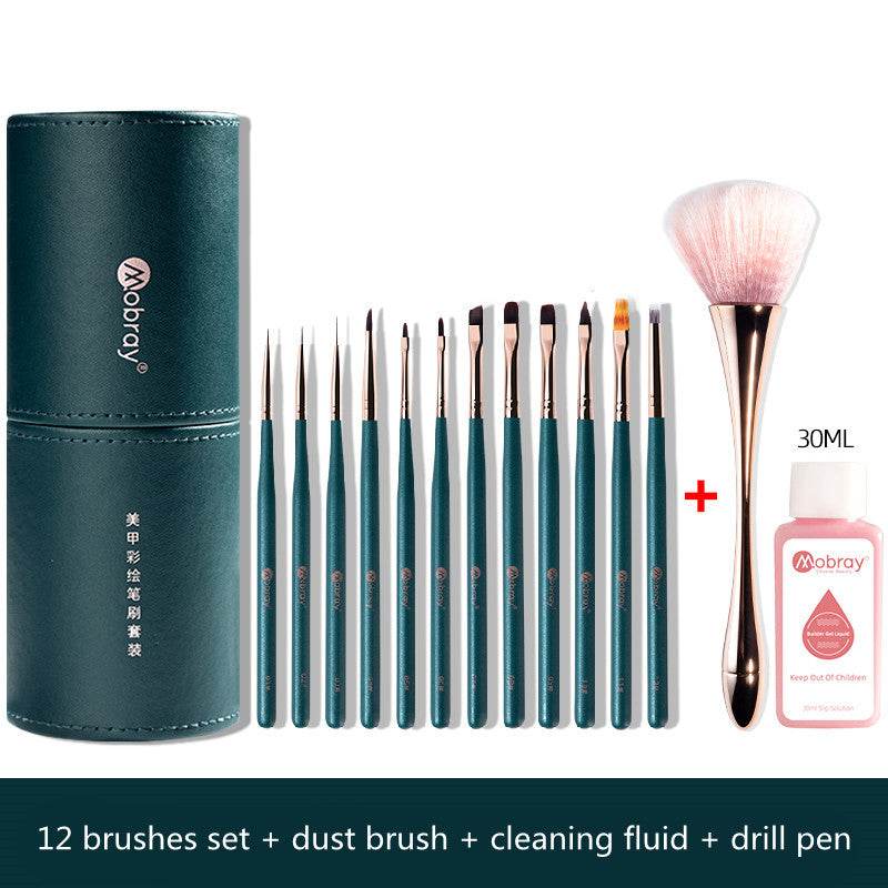 Nail Art Brush 12-Piece Set with Holder – Professional Nail Brushes for Precision Design & Detailing - Pasha