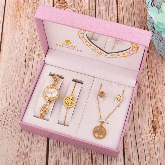 Elegant Women's Jewelry Gift Set - Necklace, Watch, Bracelet & Earrings - Pasha