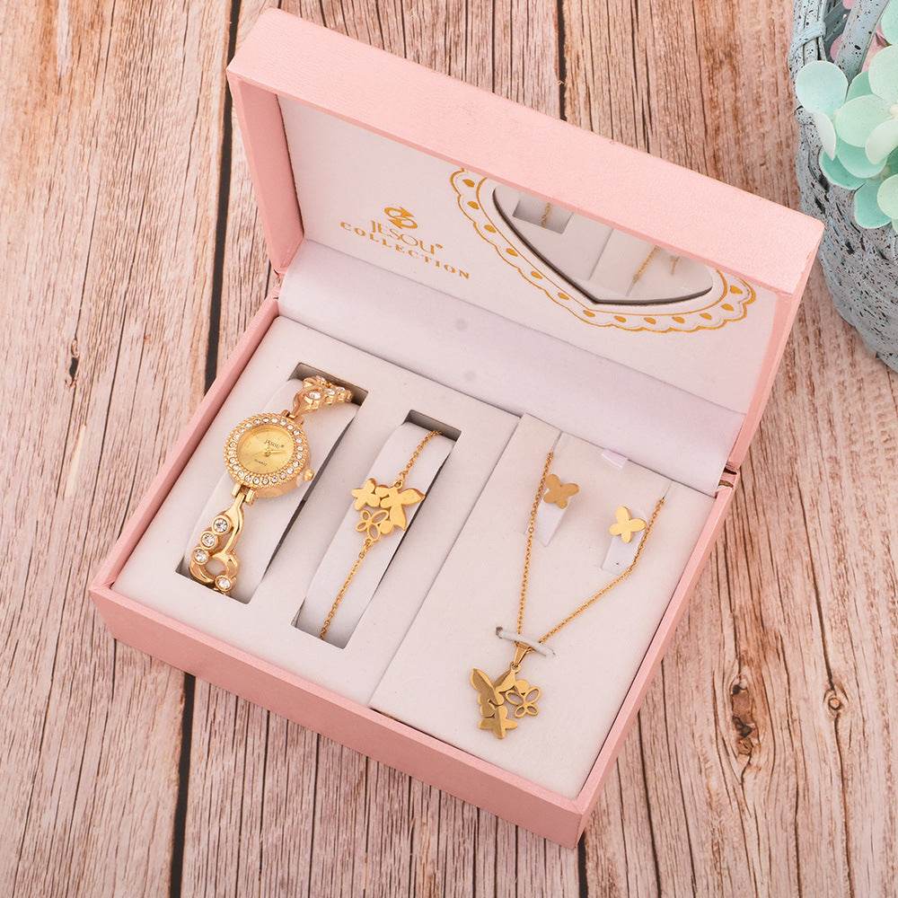 Elegant Women's Jewelry Gift Set - Necklace, Watch, Bracelet & Earrings - Pasha