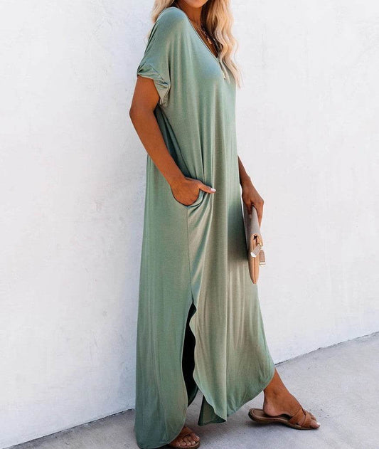 Cotton Dress - Pocket Long Skirt - Pasha