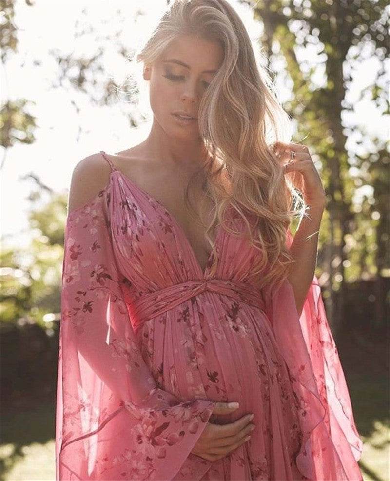 Sling Deep V Neck Printed dress-motherhood dress - Pasha