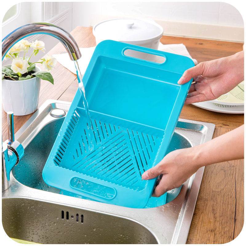 Ergonomic Multi-Function Cutting Board with Drain Basket - Perfect for Vegetables & Meat - Pasha