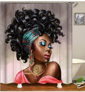 Afro Girl Shower Curtain – Elegant Bathroom Decor - Pasha