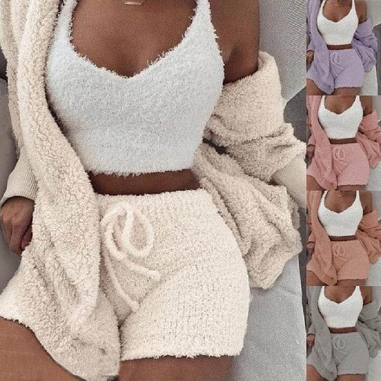 Long Sleeve Crop Top & Shorts Set – Loungewear - Pasha
