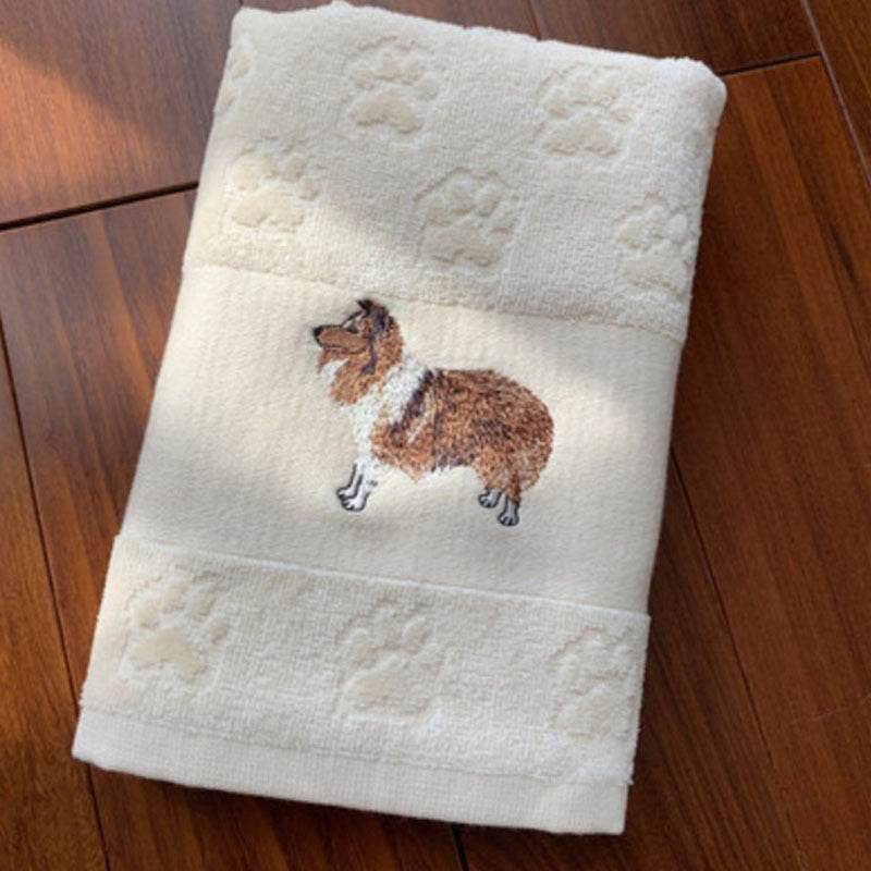 Embroidered Dog Towel – Pure Cotton & Absorbent - Pasha